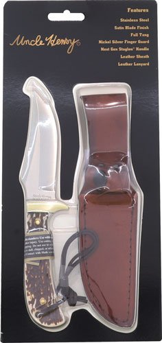 1100035_PKG.jpg UNCLE HENRY KNIFE STAGLON 4" - CAPER W/LEATHER SHEATH