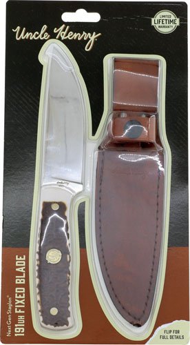 UNCLE HENRY KNIFE NEXT GEN - STAGLON 4.6" BLD W/LTHR SHTH