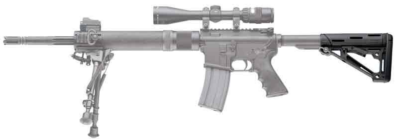 HOGUE AR-15 COLLAPSIBLE STOCK - BLACK RUBBER COMMERCIAL