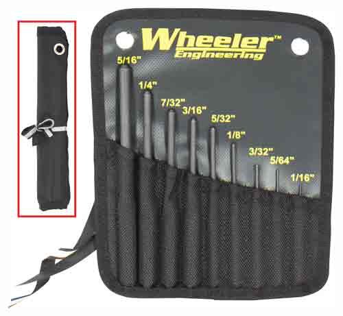 WHEELER 9-PC ROLL PIN PUNCH - SET W/STORAGE POUCH