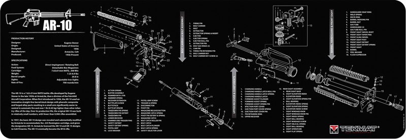 36AR10BK.jpg TEKMAT ARMORERS BENCH MAT - 12"X36" AR-10 BLACK