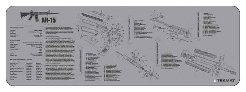 36AR15GY.jpg TEKMAT ARMORERS BENCH MAT - 12"X36" AR-15 GREY