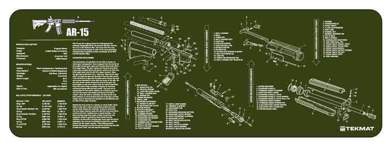 36AR15OD.jpg TEKMAT ARMORERS BENCH MAT - 12"X36" AR-15 OLIVE DRAB