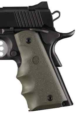 HOGUE GRIPS COLT GOVT MODEL - W/FINGER GROOVES OD GREEN