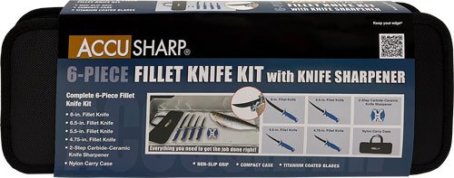 ACCUSHARP 6-PIECE FILLET KNIFE - KIT W/SHARPENER & ZIP CASE