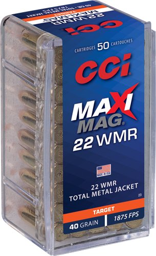 CCI MAXI-MAG 22WMR 40GR FMJ - SOLID 1875FPS 50RD 40BX/CS