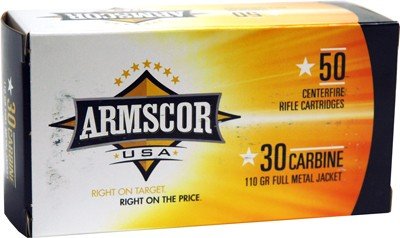 A02011USA.jpg ARMSCOR 30 CARBINE 110GR FMJ - 50RD 20BX/CS