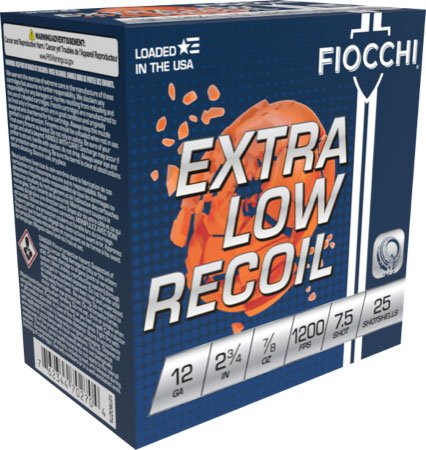 A1278OZ75.jpg FIOCCHI LOW RECOIL 12GA 2.75" - 7/8OZ #7.5 1200FPS 250RD CASE