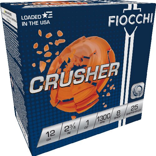 A12CRSR8.jpg FIOCCHI CRUSHER 12GA 2.75" - 1OZ #8 1300FPS 250RD CASE LOT