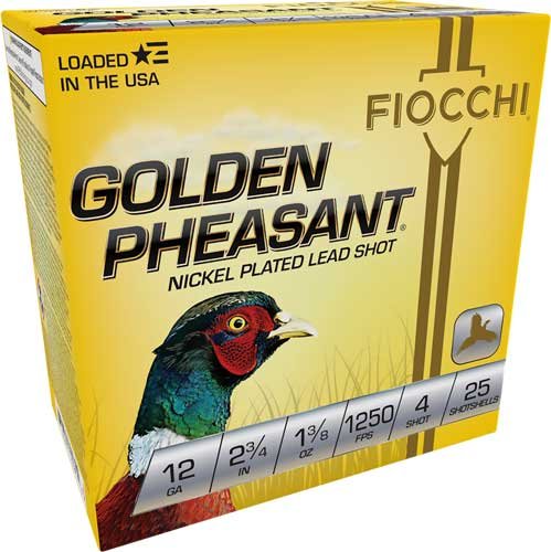 A12GP4.jpg FIOCCHI GOLDEN PHEASANT 12GA - 2.75" 1-3/8OZ #4 25RD 10BX/CS