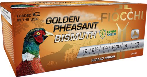 A12GPB4_1.jpg FIOCCHI GOLDEN PHEASANT 12GA - 2.75" 1-1/4OZ #4 10RD 10BX/CS