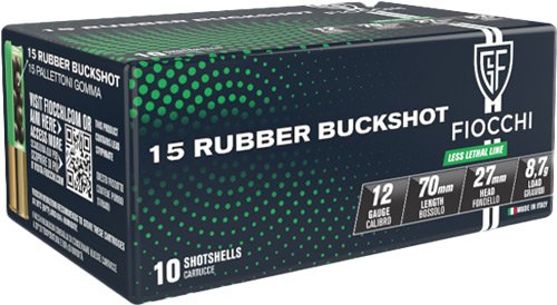 A12LERB10_1.jpg FIOCCHI RUBBER BUCK 12GA 2.75" - 15-PELLET 10RD 25BX/CS