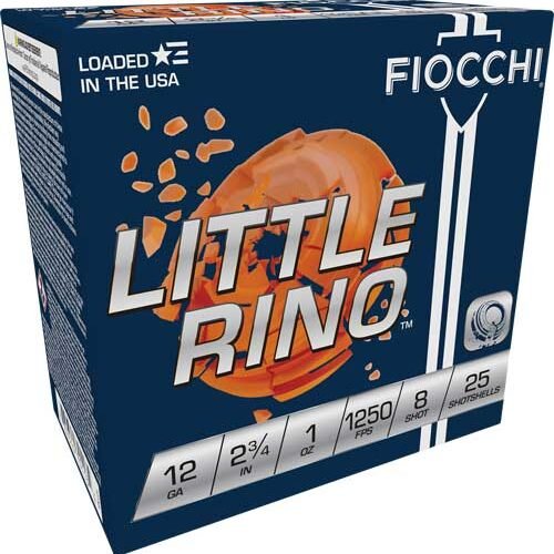 A12TX8.jpg FIOCCHI LITTLE RINO 12GA 2.75" - 1OZ #8 1250FPS 250RD CASE