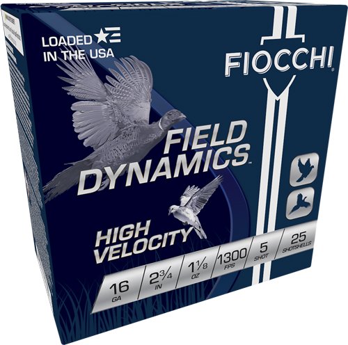 A16HV5.jpg FIOCCHI 16GA 2.75" 1-1/8OZ #5 - 1300FPS 25RD 10BX/CS
