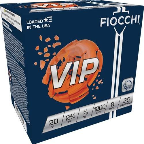 A20VIP8.jpg FIOCCHI VIP 20GA 2.75" 7/8OZ - #8 1200FPS 250RD CASE LOT
