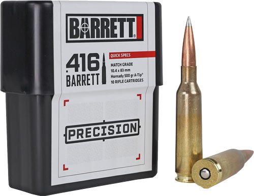 BARRETT 416 BARRETT AMMO 500GR - HORNADY A-TIP 10RD 8BX/CS