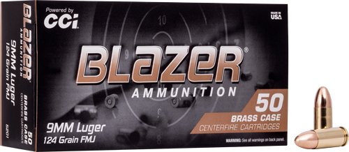 CCI BLAZER BRASS 9MM LUGER - 124GR FMJ 50RD 20BX/CS
