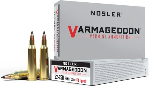 NOSLER VARMAGEDDON 22-250 REM - 55GR FBT 20RD 10BX/CS