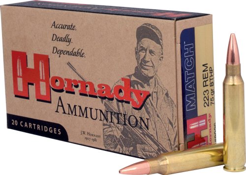 HORNADY 223 REM 75GR BTHP - MATCH 20RD 10BX/CS