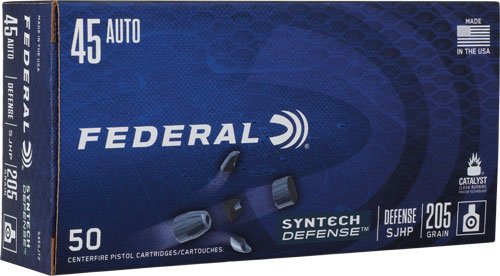AS45SJT2.jpg FEDERAL SYNTHETIC DEFENSE 45 - ACP 205GR SJHP 50RD 10BX/CS