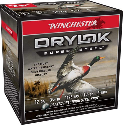 WINCHESTER DRYLOK 12GA 3.5" - 1-1/2OZ #3 1475FPS 25RD 10B/CS