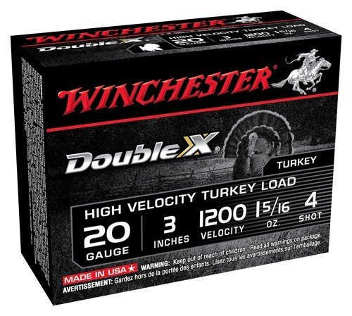 WINCHESTER DOUBLE-X 20GA 3" - 1-5/16OZ #4 10RD 10BX/CS