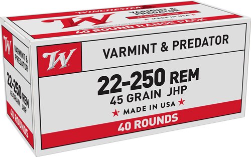 WINCHESTER USA 22-250 REM - 45GR JHP 40RD 10BX/CS