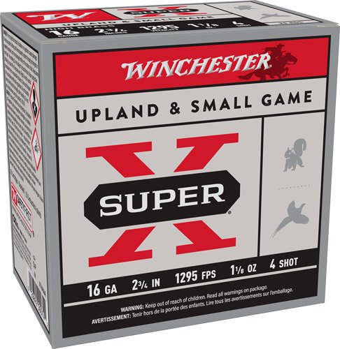 AX16H4_1.jpg WINCHESTER SUPER-X 16GA 2.75" - 1-1/8OZ #4 1295FPS 25RD 10BX/C