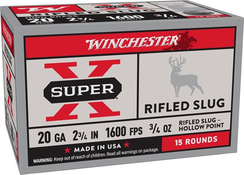 AX20RSM5VP.jpg WINCHESTER SUPER-X 20GA 2.75" - 3/4OZ RIFLES SLUG 15RD 10BX/CS