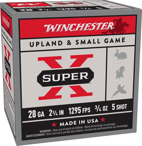 WINCHESTER SUPER-X 28GA 2.75" - 3/4OZ #5 1295FPS 25RD 10BX/CS