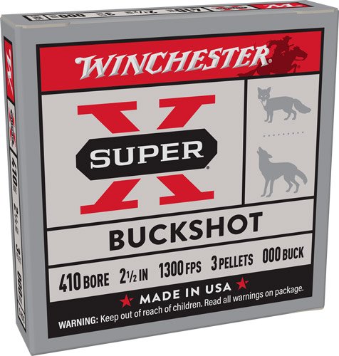 WINCHESTER SUPER-X 410 2.5" - 000 BUCK 3 PELLETS 5RD 50BX/CS
