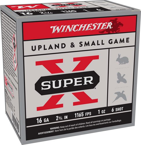 AXU166_1.jpg WINCHESTER SUPER-X 16GA 2.75" - 1OZ #6 1165FPS 25RD 10BX/CS