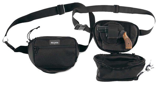 BD850.jpg BULLDOG FANNY PACK HOLSTER FOR - SM GUN BLACK 9" W/ UNIV HOLSTR