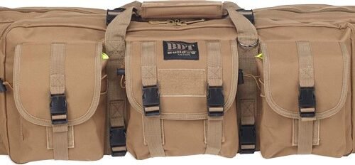 BULLDOG 43" 2 GUN TACTICAL CSE - 3 LARGE ACCESSORY POCKETS TAN
