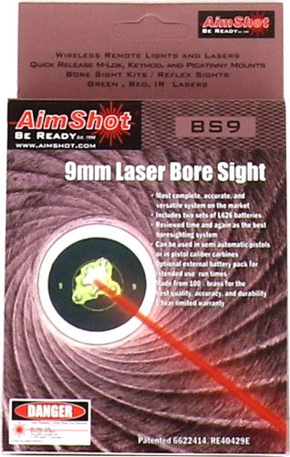 AIMSHOT BORE SIGHT 9MM W/ - EXTERNAL BATTERY BOX RED