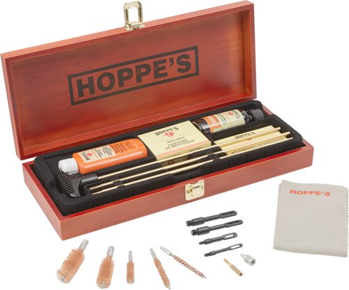 HOPPES DELUXE GUN CLEANING KIT - W/WOOD STORAGE CASE