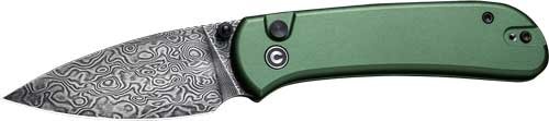 C22030EDS1.jpg CIVIVI KNIFE QUBIT 2.98" - GREEN/DAMASCUS BUTTON LOCK