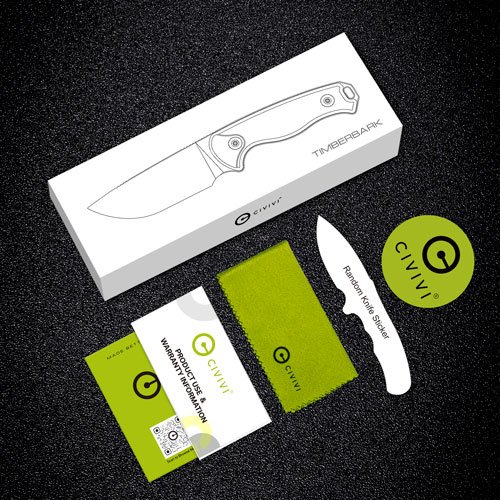 CIVIVI KNIFE TIMBERBARK 3.2" - FIXED BLACK/BLACK G10 STNWASH