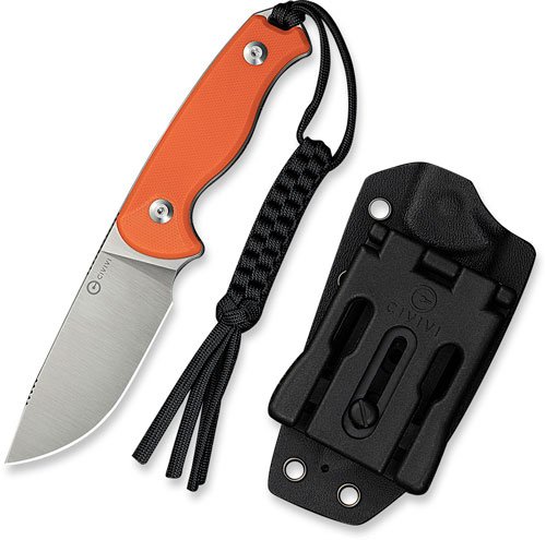 C230942_W_SHEATH.jpg CIVIVI KNIFE TIMBERBARK 3.2" - FIXED ORANGE/SATIN G10 STNWASH