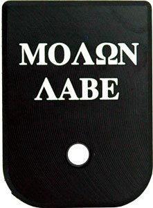 CG055BM.jpg CRUXORD MAGAZINE BASE PLATE - MOLON LABE FITS MOST GLOCKS