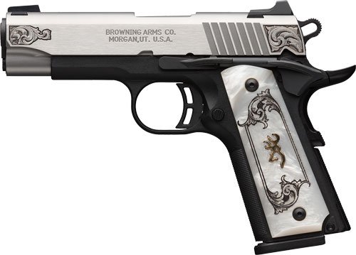 BROWNING 1911-380 SS/ENGRAVED - 380ACP FS 4.25" WHITE PEARL