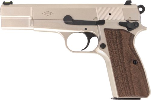 INGLIS P-35N HI-POWER 9MM - 4.7" BBL 2-15RD NICKEL/WOOD