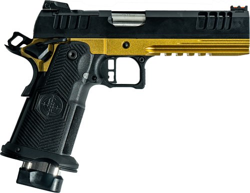 G1911DS9FSSGGLD.jpg GLFA 1911DS SYNERGY 9MM 5" 20 - SHOT BLACK SLIDE GOLD FRAME