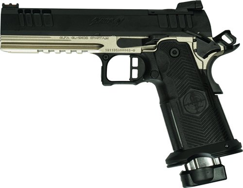 G1911DS9FSSGPLT_LEFT GLFA 1911DS SYNERGY 9MM 5" 20 - SHOT BLK SLIDE PLATINUM FRAME