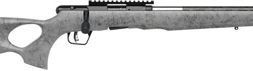 G70218.jpg SAVAGE B22 22LR TIMBERLITE - THUMBHOLE 18" CF 10RD GRY WOOD
