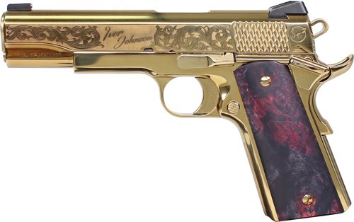 IVER JOHNSON EAGLE NOBLE WP - 1911 45ACP 8RD GOLD/EX. WOOD