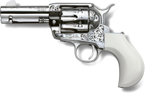 CIMARRON HUCKLEBERRY 45LC - 3.5" NICKEL ENGRAVED B-HEAD