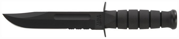 KA-BAR FIGHTING/UTILITY KNIFE - 7" SERR W/PLASTIC SHEATH BLACK