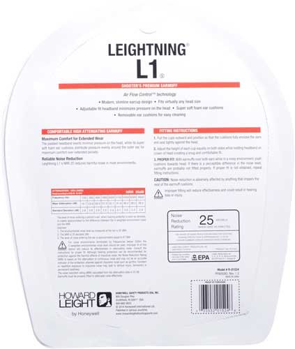 HOWARD LEIGHT LEIGHTNING L1 - SLIMLINE EAR MUFF NRR25