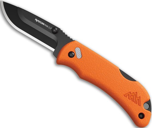 RMB222C.jpg OUTDOOR EDGE RAZOR-MINI 2.2" - ORANGE PMS W/2 BLACK DP BLDS